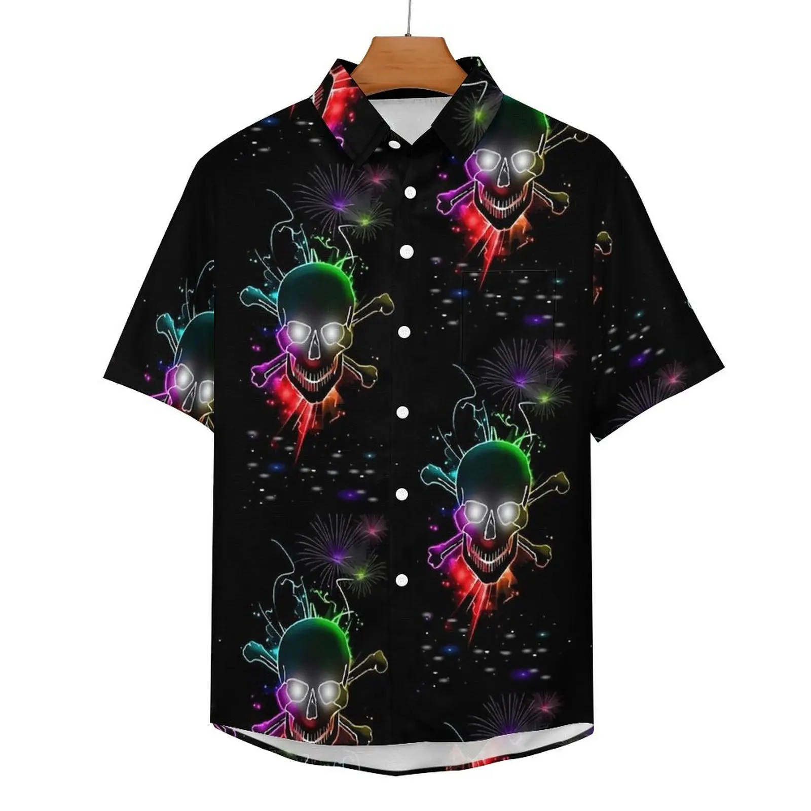 Skeleton Blouses Man Colorful Skulls Casual Shirts Hawaiian Short Sleeves Design Novelty Oversized Beach Shirt Gift Idea