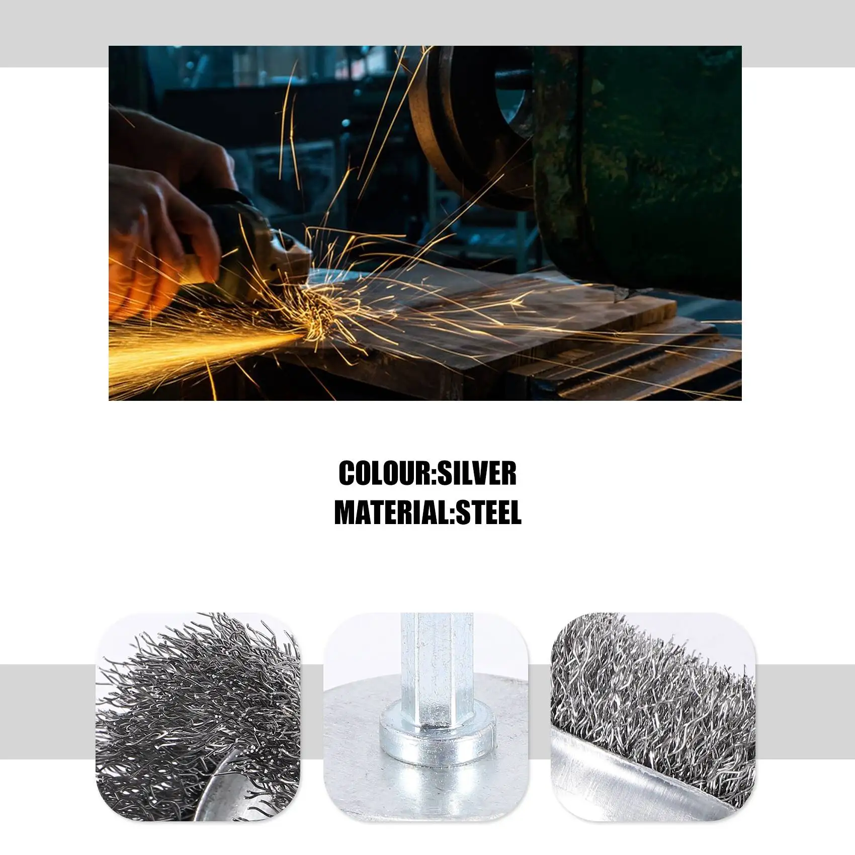 MAKE-4 peças conjunto de escova de copo de fio, escova de fio para broca 1/4 Polegada caramanchão 0.010 Polegada aço carbono grosso-2 Polegada escova de broca de fio