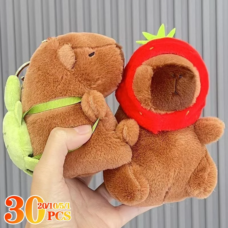 

1-30PCS Cartoon Capybara Plush Pendant Cute Stuffed Doll Keychain Bag Hanging Ornament Car Pendant Desktop Doll Holiday Gift