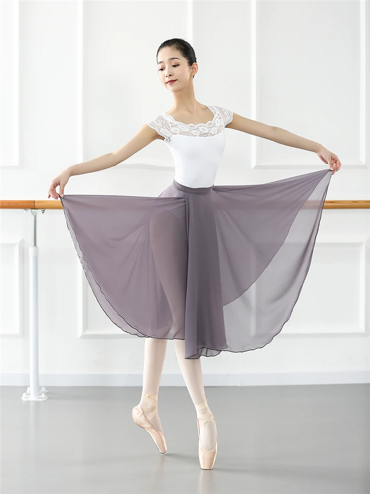 Wanita Balet Tulle Rok Senam Leotard Praktek Gaun Guru Wrap Tari Balet Ballerina Chiffon Tari Yoga Rok