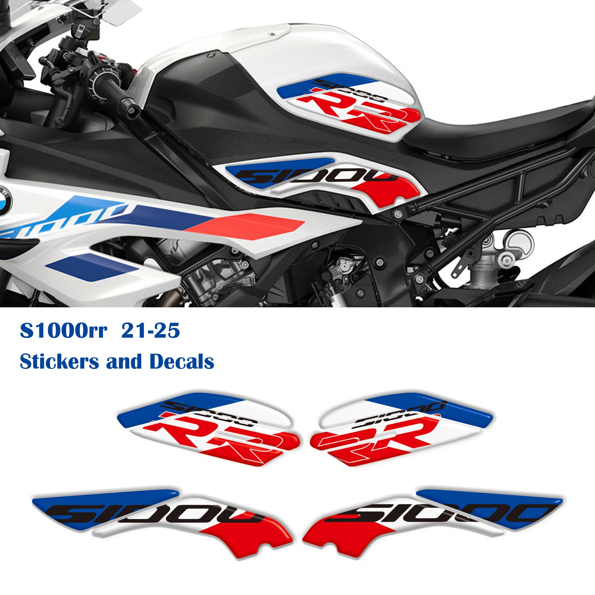 For  S1000RR S1000R S 1000 R RR S1000 S1000 M M1000R M1000RR Protector Tank Pad Gas Fuel Oil Kit 3D Stickers Decals 2021-2025