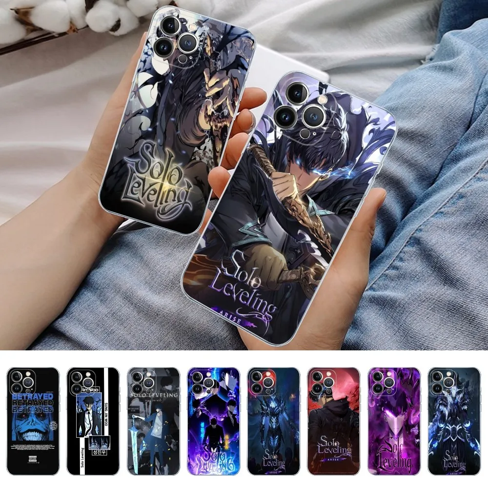 Anime Solo Leveling Phone Case For iPhone 15 14 11 12 13 Mini Pro XS Max Cover 6 7 8 Plus X XR SE 2020 Funda Shell