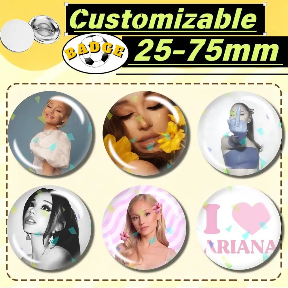 Eternal Sunshine A-Ariana Grabde  Customizable Round Brooch Pins, Personalized Badges With Broken Glass Design Fashion Accessory