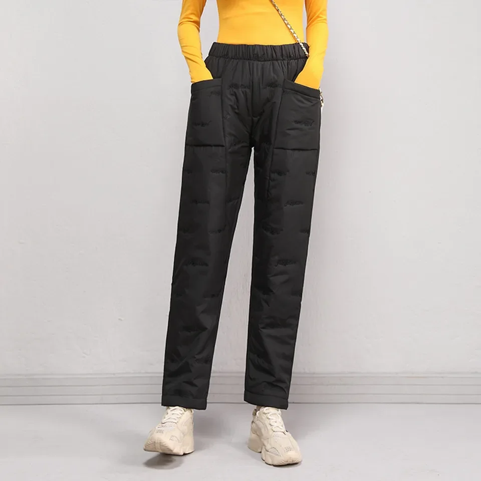 Winter Autumn Straight Leg Trouser Loose Slim Plus Size Thermal Pants Light Down Cotton Trousers For Women Clothing Жіночі штани