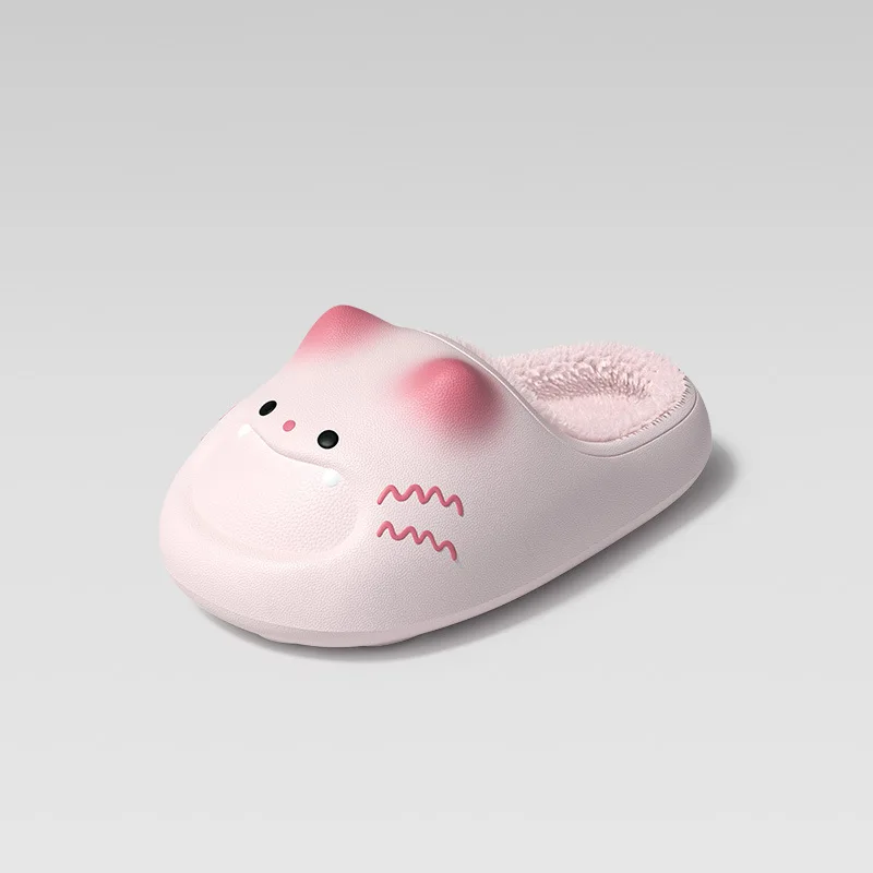Cute Cartoon Cat Paw Slippers Women Men Winter Waterproof Thick Sole Plush Anti Slip Indoor Home Footwear Soft Warm House Slides view 3