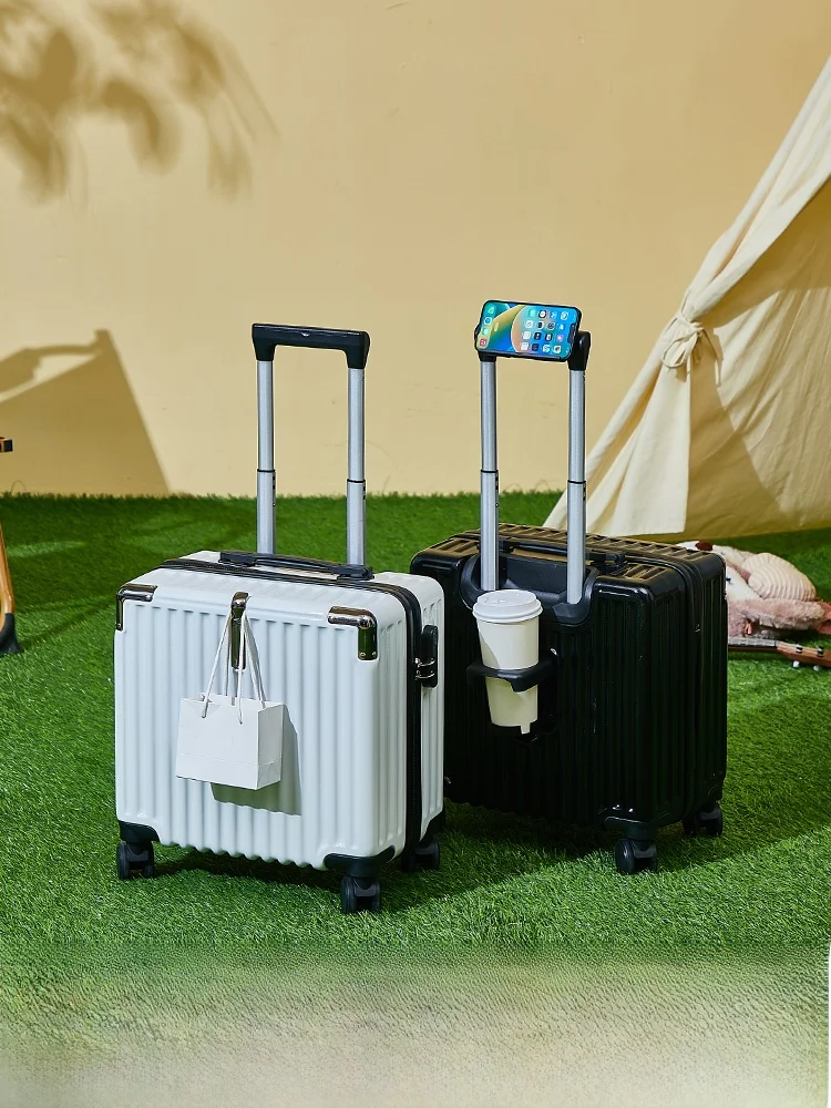 miniature-carry-on-suitcase-18-inch-women's-lightweight-travel-password-lock-fashionable-abs-pvc-universal-unisex-bag