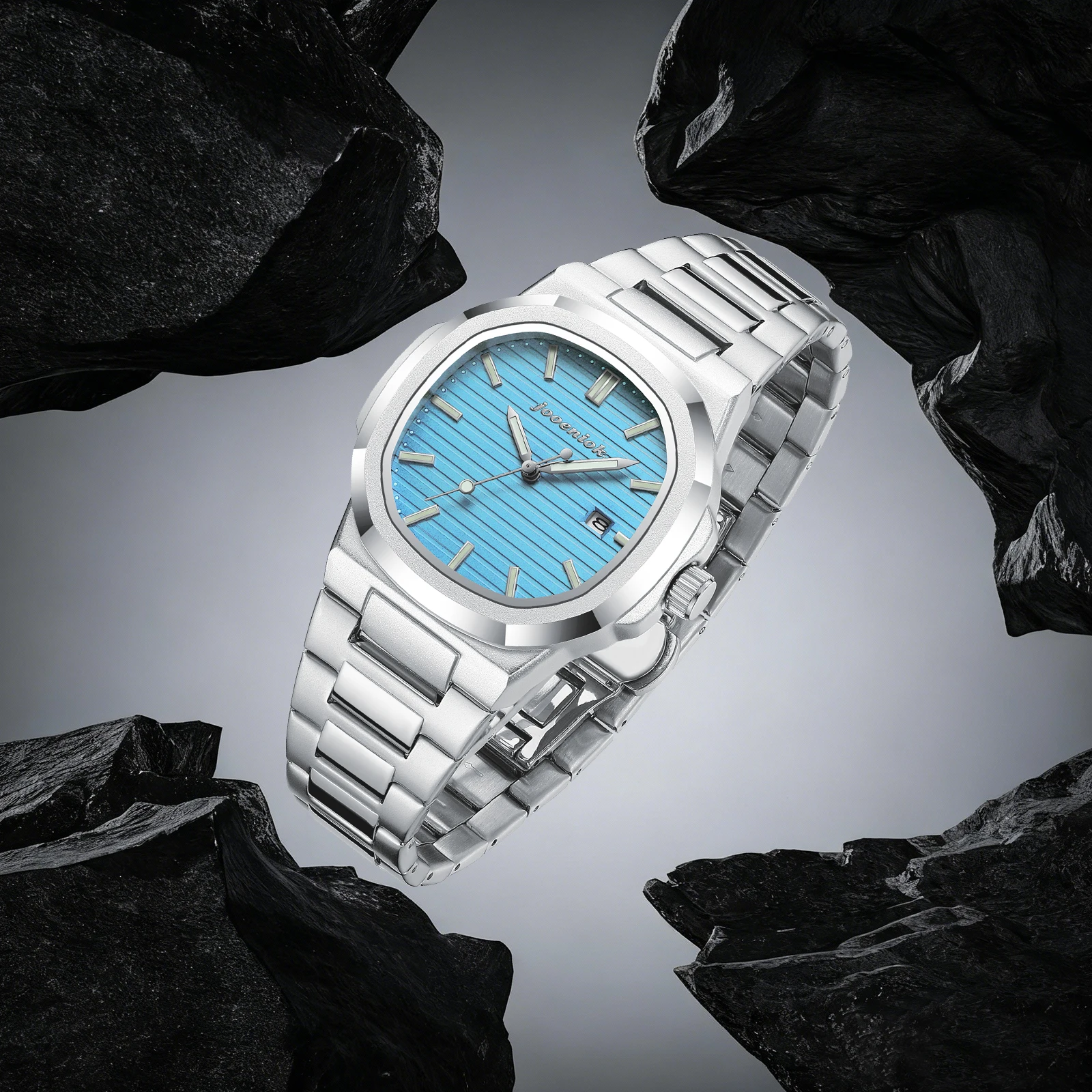 

JOOENIOK Роскошные часы для бизнеса 30 м водонепроницаемые мужские часы со светящейся датой из нержавеющей стали квадратные кварцевые мужские часы reloj hombre