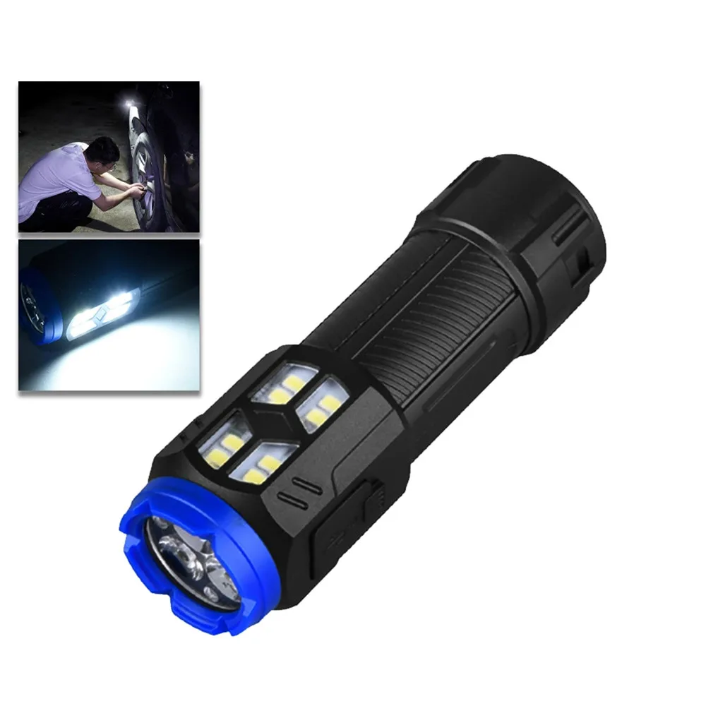 Mini EDC 3*Xpg LED Tail Magnet Professional Lighting Powerful Torch Type-C Rechargeable Side Camping Light ABS LED Flashlight