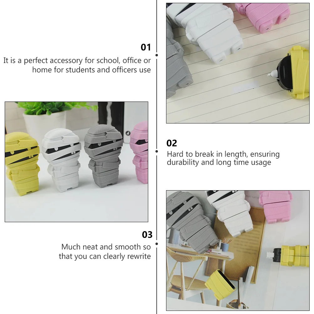 

2Pcs Correction Tape Roller Tape Mummy Shape Instant Drying No Smell Students Stationery Tool Office School Accessories