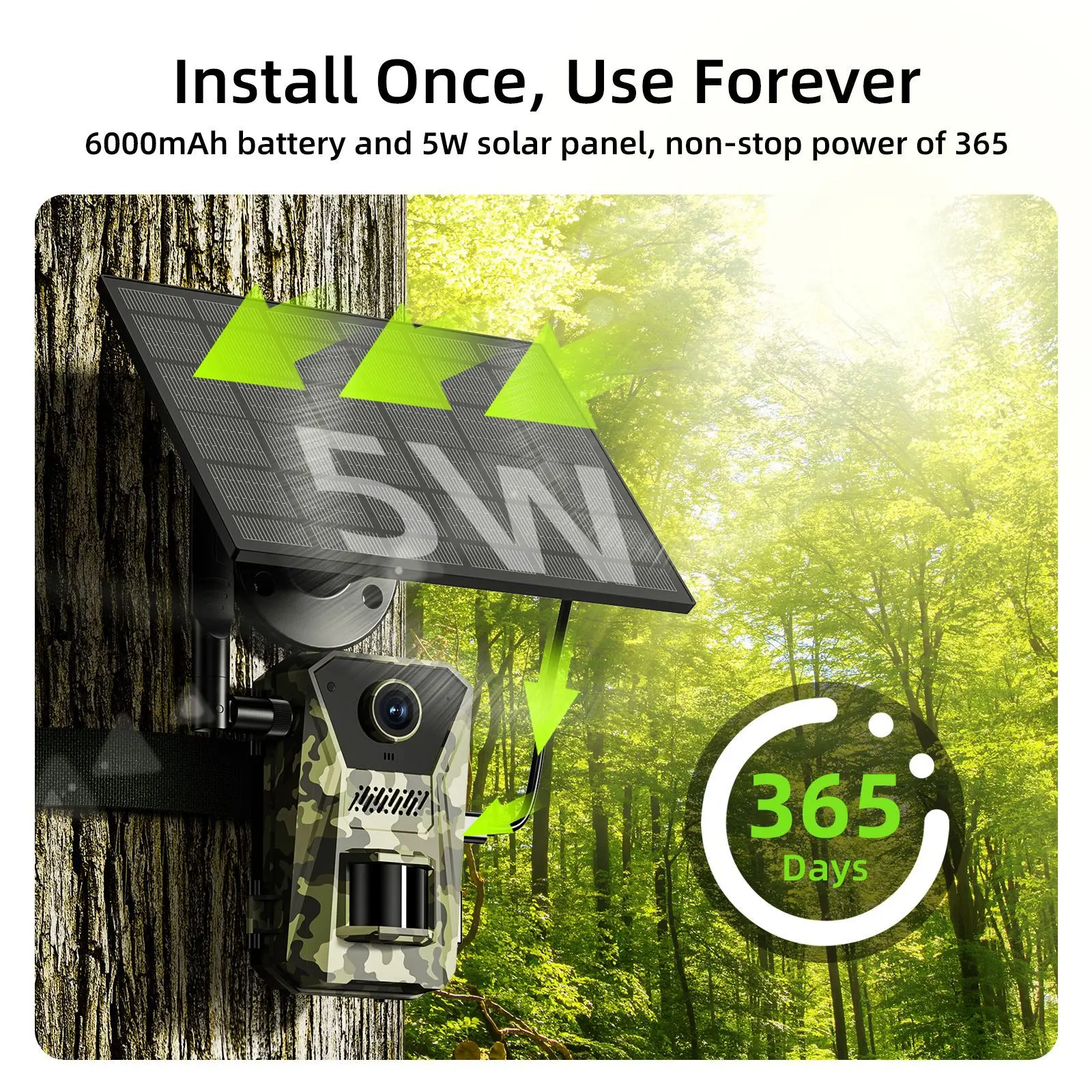 4K HD 14MP Solar Panel Hunting Camera Infrared Night Vision Monitoring Wildlife Trap Trail Camera Video Photo Recorder