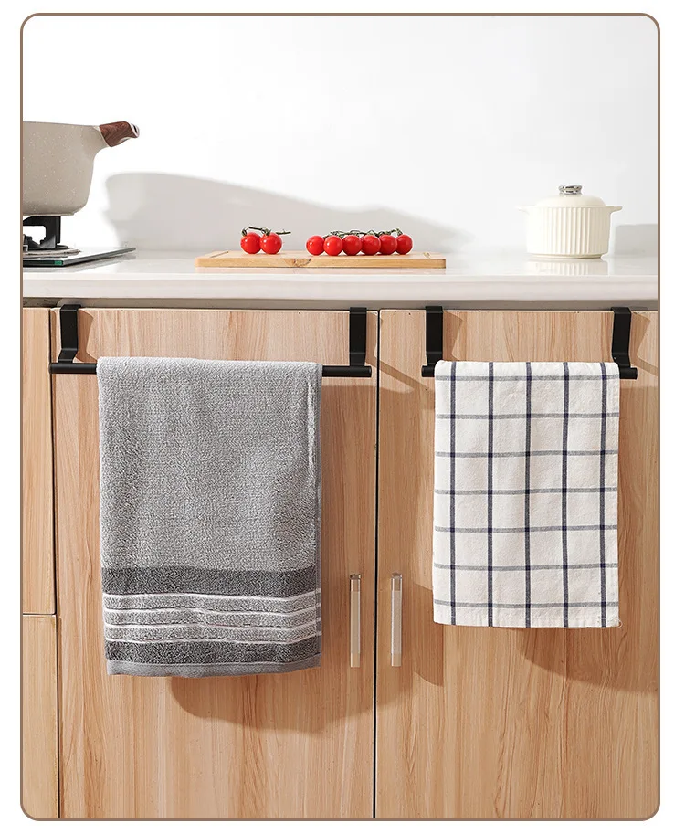 Stainless Steel Cabinet Door Towel Bar Over The Door Hanger Rack for Kitchen Cabinet No Drill Organizer Hanging Towel Rack