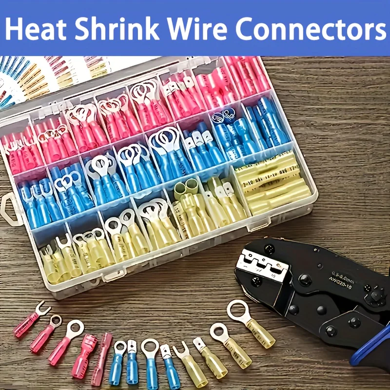 

lectrical Crimp Wire Terminal Connectors Kit, Heat Shrink Connectors, Waterproof, Perfect for Marine, Automotive Wire - Ring