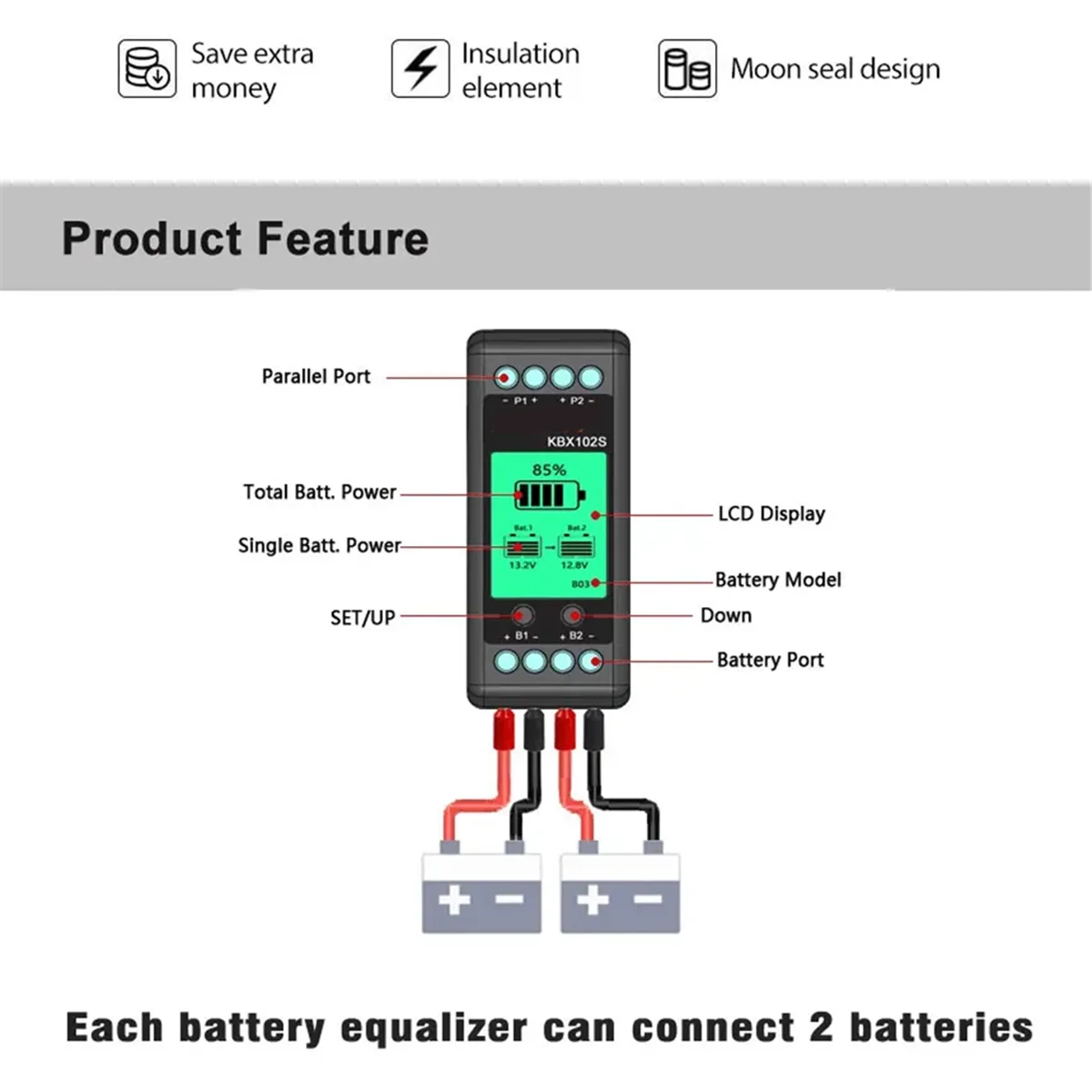 WHQT KBX102S Spannungsregler, Batterie-Equalizer, Batterien, Monitor, Balancer, Blei-Säure-Li-Ion-Verbindung, Serie 24, 36, 48, 60, 96 V