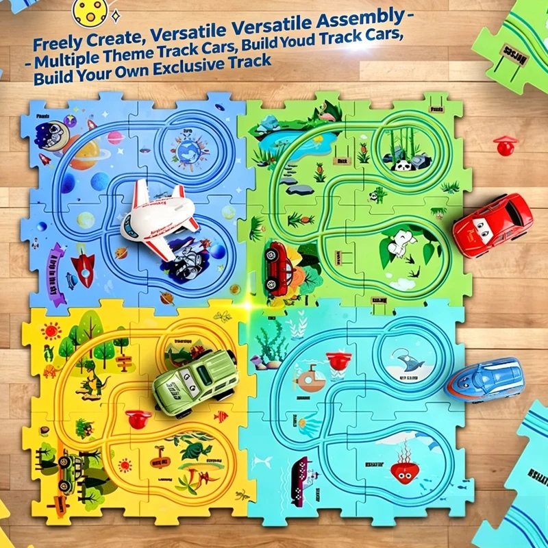 

Children Puzzle Electric Railroad Speeder DIY Assembly Car Model Automatic Railway Construction Education Toys for kids Boy Gift