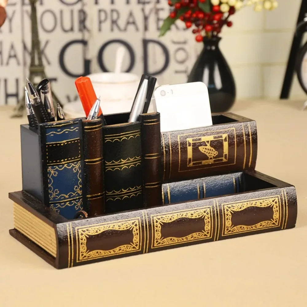 

Retro Creative Pen Holder Tabletop Decor Makeup Brush Organizer Pot Drawer Decorate Stationery Cup Office