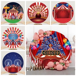 Circus Round Backdrop Cover Carnival Night Red Stripe Tent Stage Pink Carousel Baby Shower Newborn Birthday Photo Booth Props