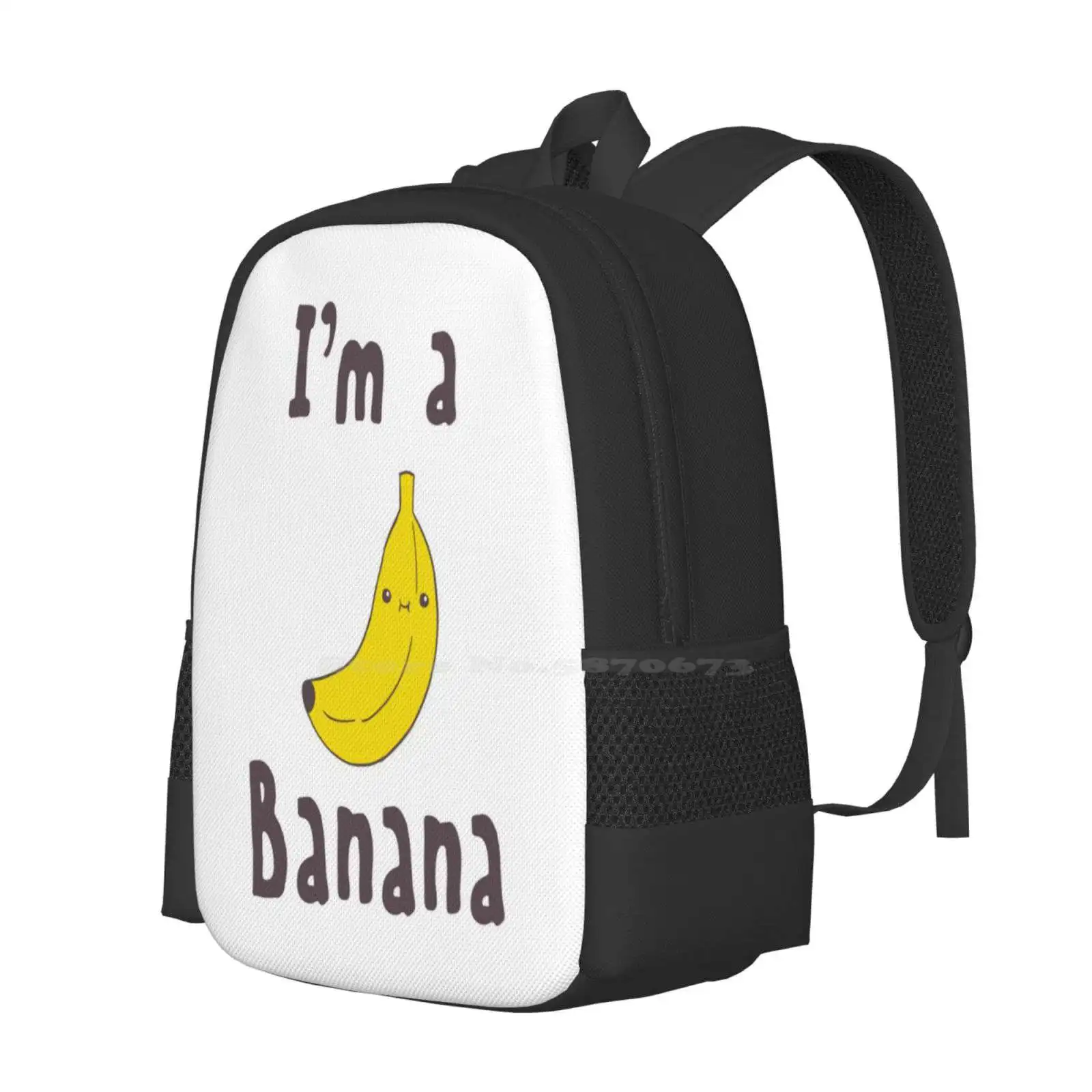 I'M A Banana Backpack For Student School Laptop Travel Bag Banana Funny Cartoon Cute Yellow Fruit Character Comic Food Sweet