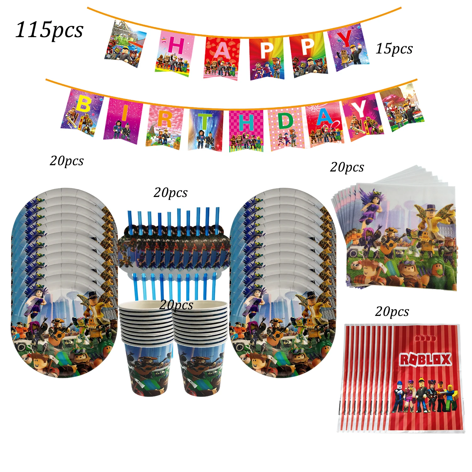 Hot Robot Roblox Tema Decorazione festa di compleanno per bambini Set di stoviglie usa e getta Piatto di carta per tazze Parte per bambini e ragazze