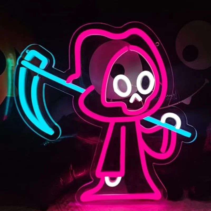 ハロウィンゴーストネオンサイン-usb-調光可能な死神ネオンサイン壁の装飾パーティーハロウィンバーマン洞窟誕生日
