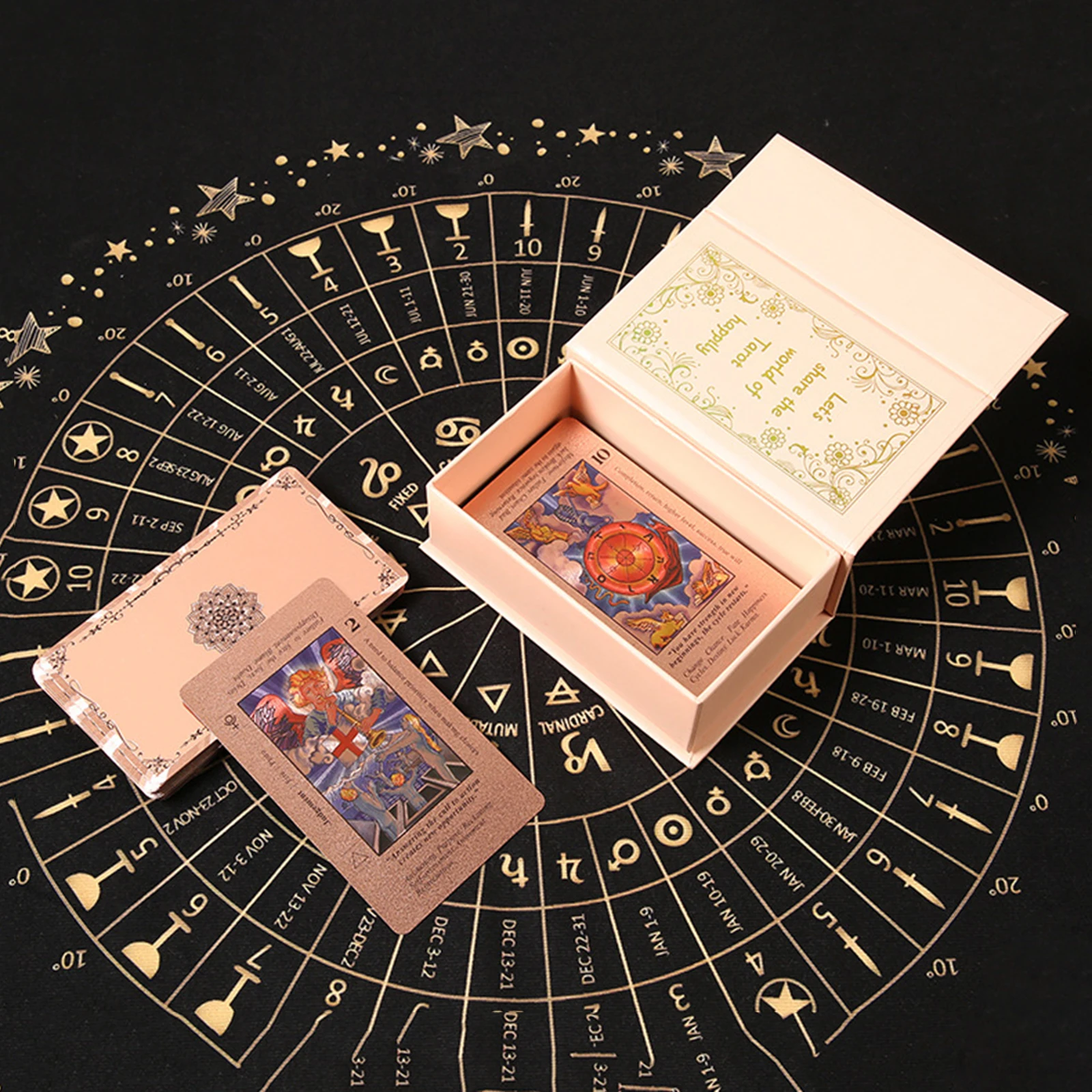 

Набор из 78 классических карт Таро, водонепроницаемые карты Таро с означениями на них, цвет розовое золото, для начинающих и опытных практикующих специалистов