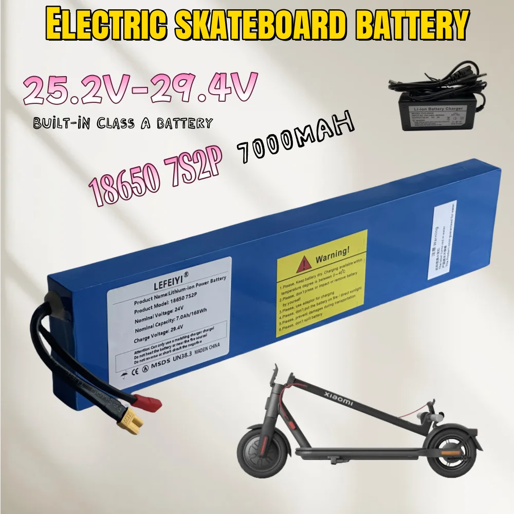 

7000mAh 18650 7S2P lithium-ion rechargeable battery pack 24/25.2V, suitable for 29.4V electric scooter batteries