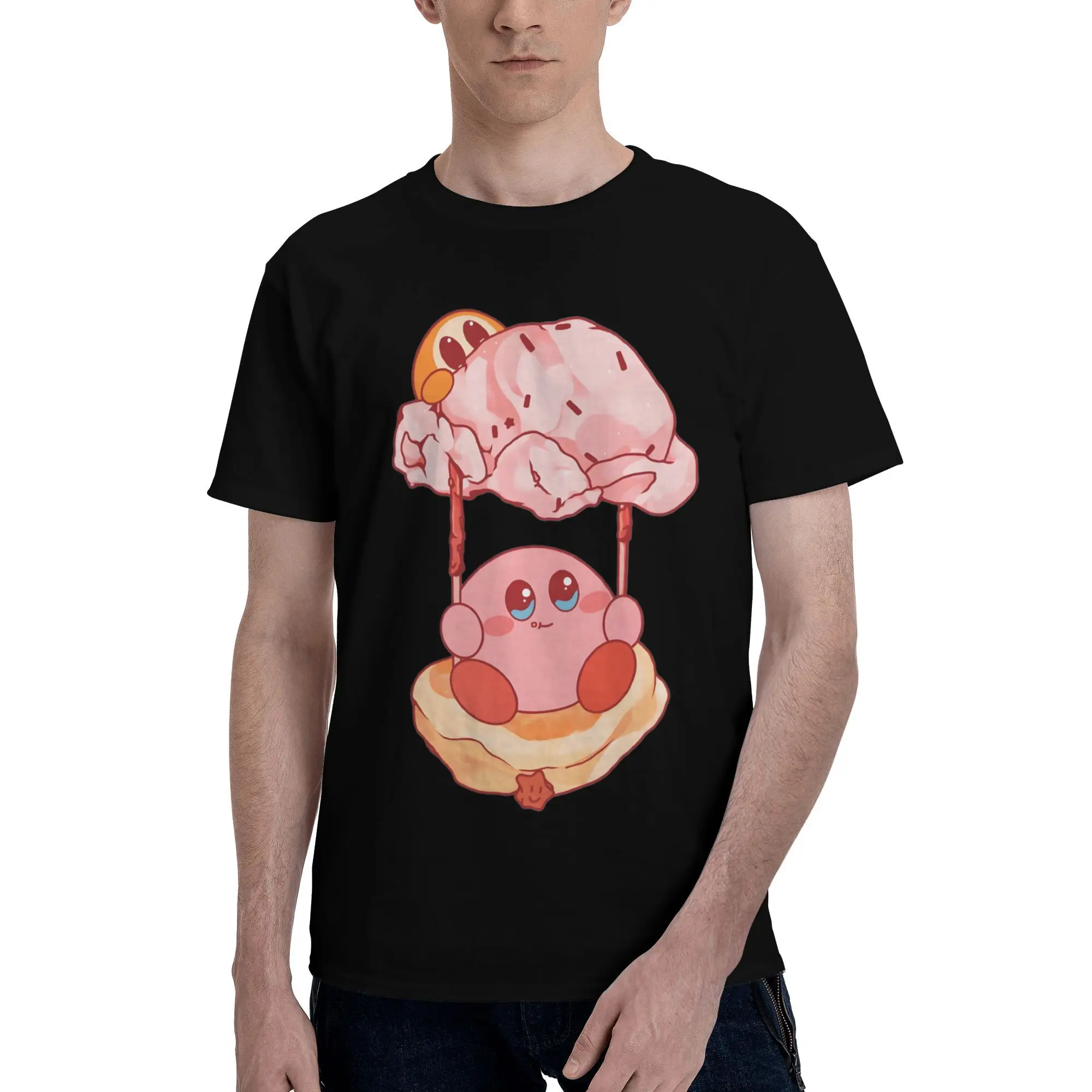 

Custom Kirbys Cartoon Game Tshirt Men Short Sleeves Print T Shirt Cool T-shirts Slim Fit 100% Cotton Tee Tops Clothes