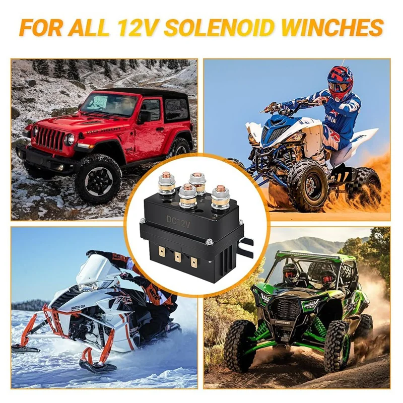 Winch Solenoid Relay Contactor 12V 500A Winch Relay Thumb Truck For 8000-15000Lbs ATV UTV Boat 4X 4 Vehicles Replacement