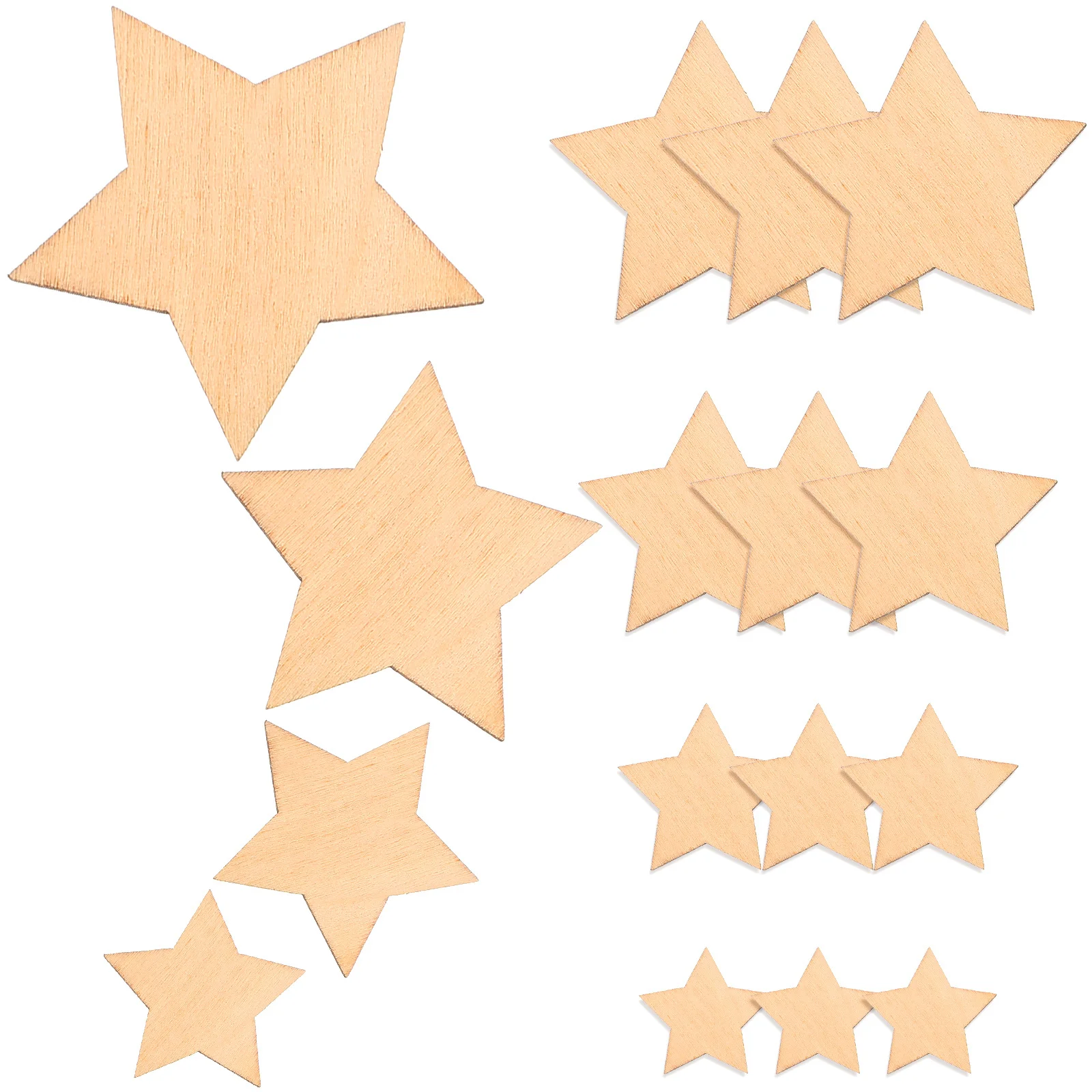 

100Pcs Wood Star Cutouts Unfinished Natural Color Assorted Sizes DIY Craft Supplies Wedding Birthday Scrapbooking Decor