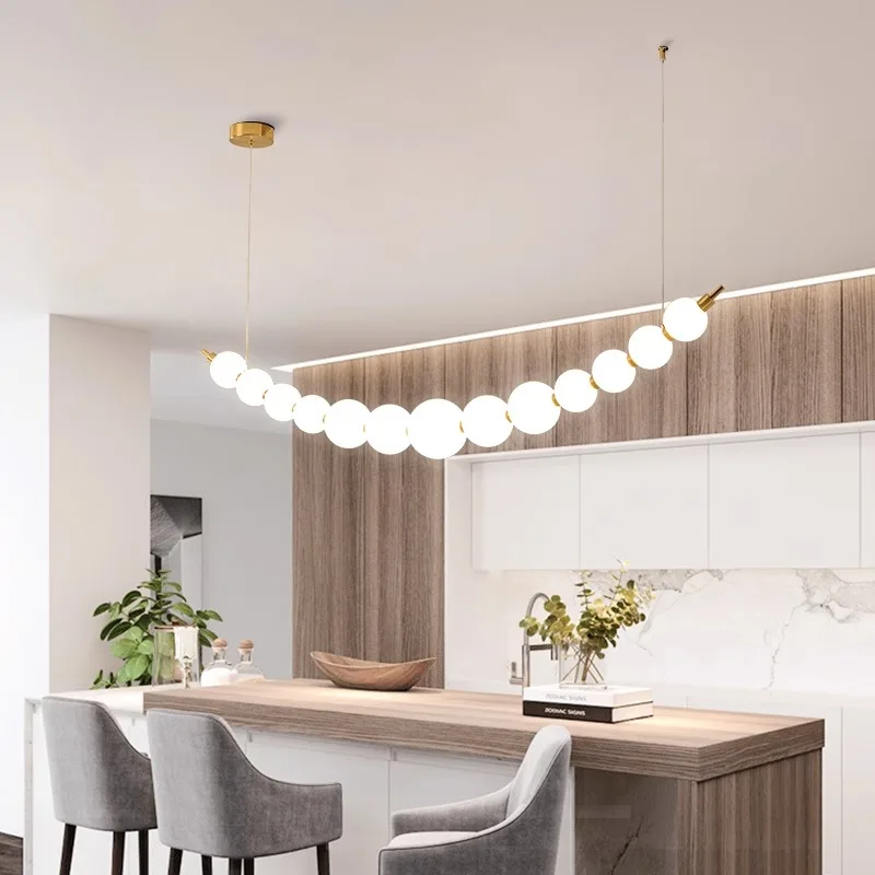 Imagem -05 - Acrílico Led Lustres com Pérola Bola Pingente Lustre Nórdico para Jantar Sala de Estar Quarto Colar Lâmpada Anel Branco