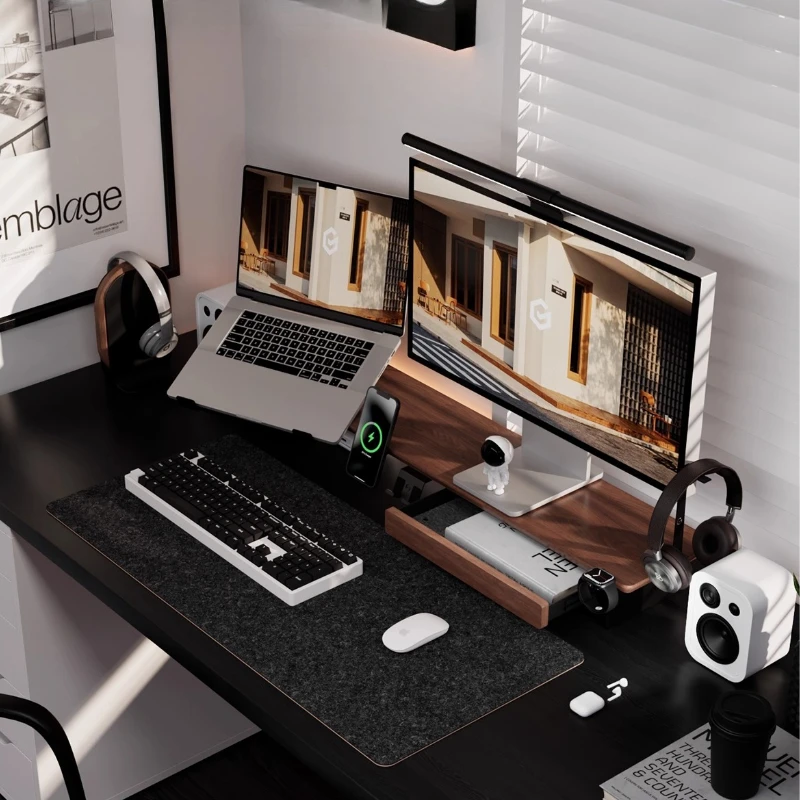 Z3Pro Monitor Stand Riser Solid Wood Desk Organizer Shelf Ergonomic Computer Screen Elevator Modular Computer Desk for Workplace