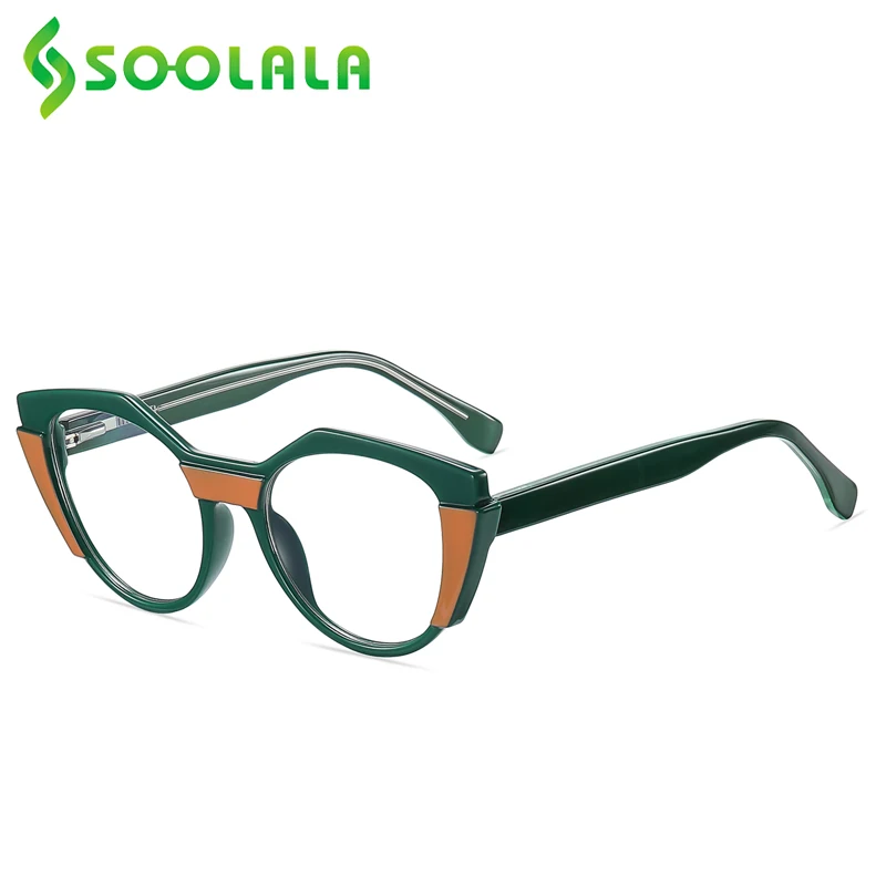 

SOOLALA Spring Hinge Cat Eye Women Anti Blue Light Reading Glasses Ladies Computer Full Frame Magnifying Presbyopic Eyeglasses