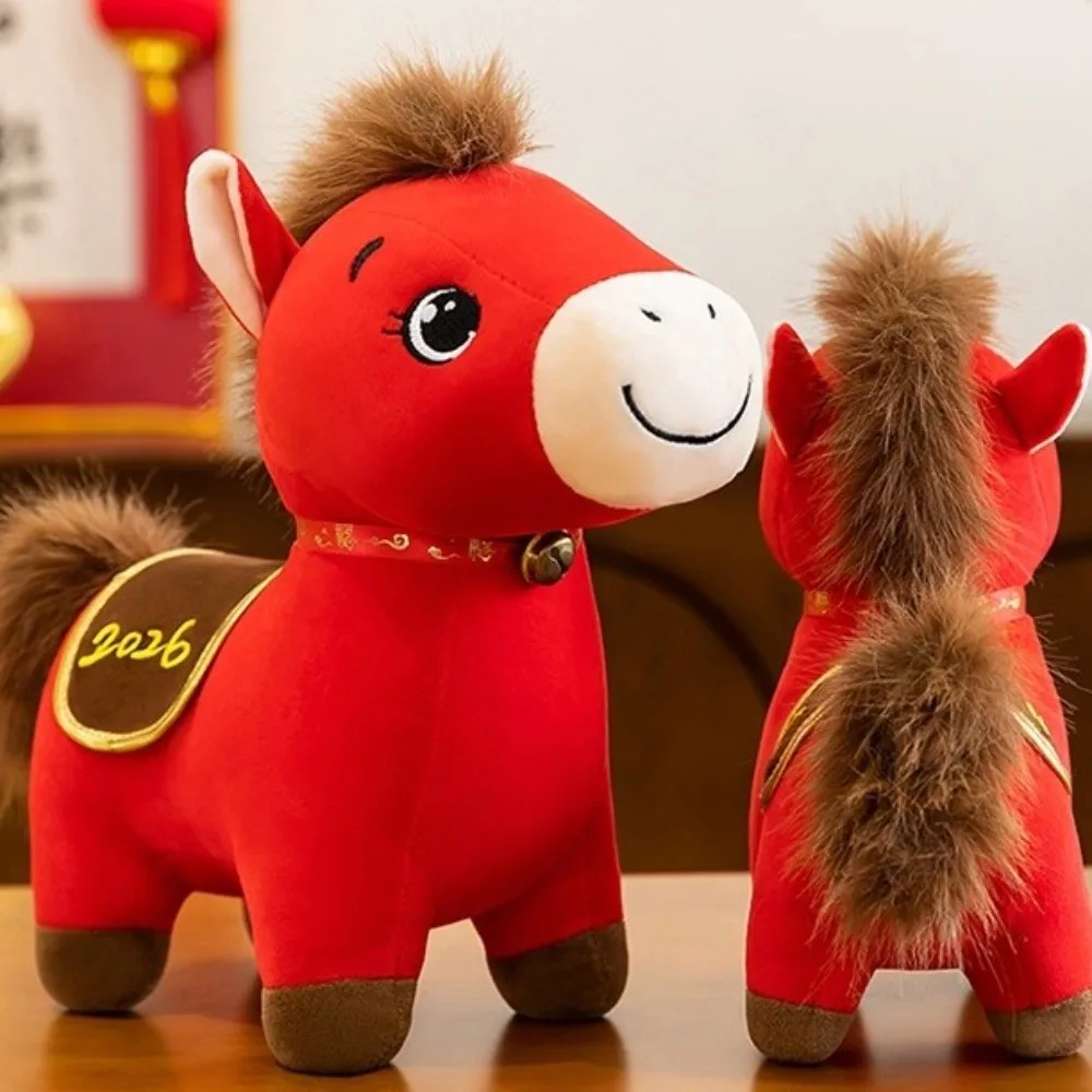 Peluche cavallo fortunato rosso 20/25/30 cm Capodanno mascotte Chinatown Pony Decor Festival Regalo per bambini Regalo per bambini