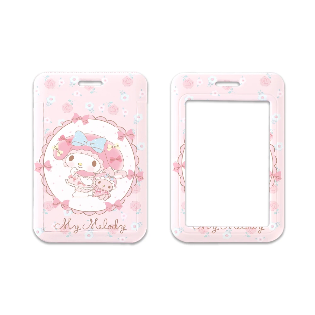 Sanrio My Melody สีชมพูสไตล์กระเป๋าเก็บบัตร S ที่แขวนบัตรมีเชือกคล้องคอที่ประตูบัตรเคสที่ใส่บัตรประชาชนกระเป๋าเก็บบัตรของขวัญสำหรับเด็กผู้หญิง