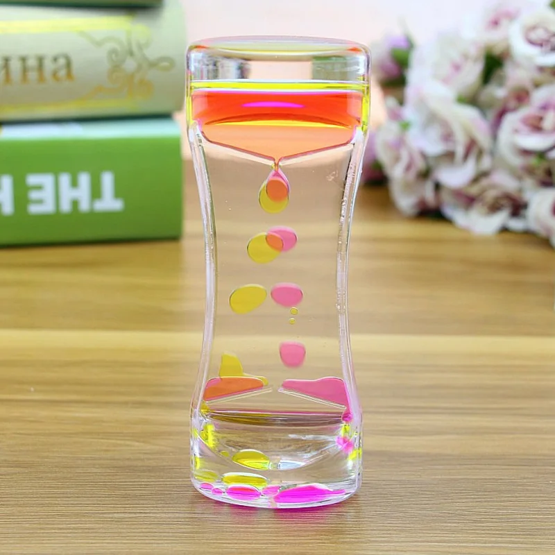 Mixed Color Liquid Hourglasses Creative Double Colors Oil Drop Liquid Floating Bubbles Timer Desk Decors Office Table Decor