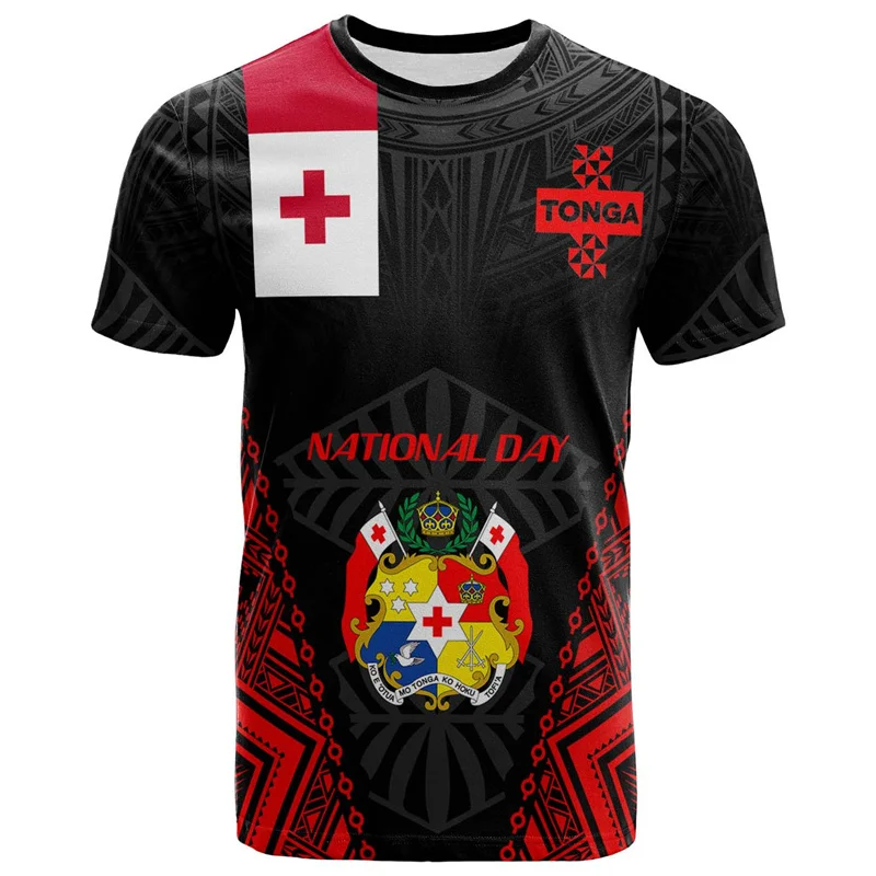 Harajuku Summer 3D The Kingdom Of Tonga Printing T Shirt Oceania Tonga National Day Graphic T-shirts Fashion Mens Clothing Tees