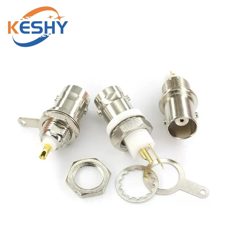 1-10PCS BNC Female Socket Solder Connector Chassis Panel Mount Coaxial Cable For Welding Machine Parts 50ohm BNC-50KY Insulation