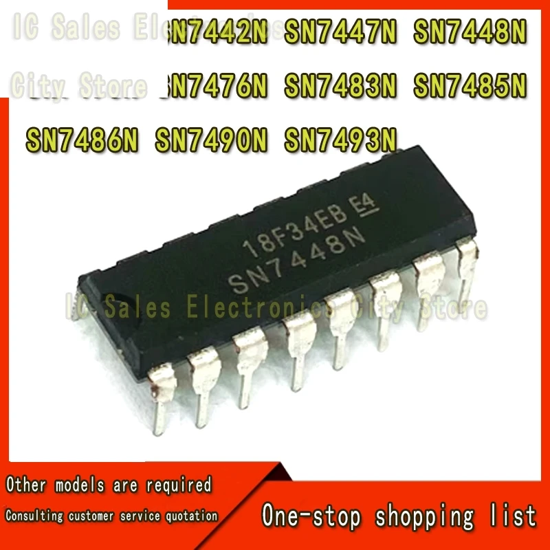 Wholesale 20PCS SN7432N SN7442N SN7447N SN7448N SN7476N SN7483N SN7485N SN7486N SN7490N SN7493N DIP-14 IC chips