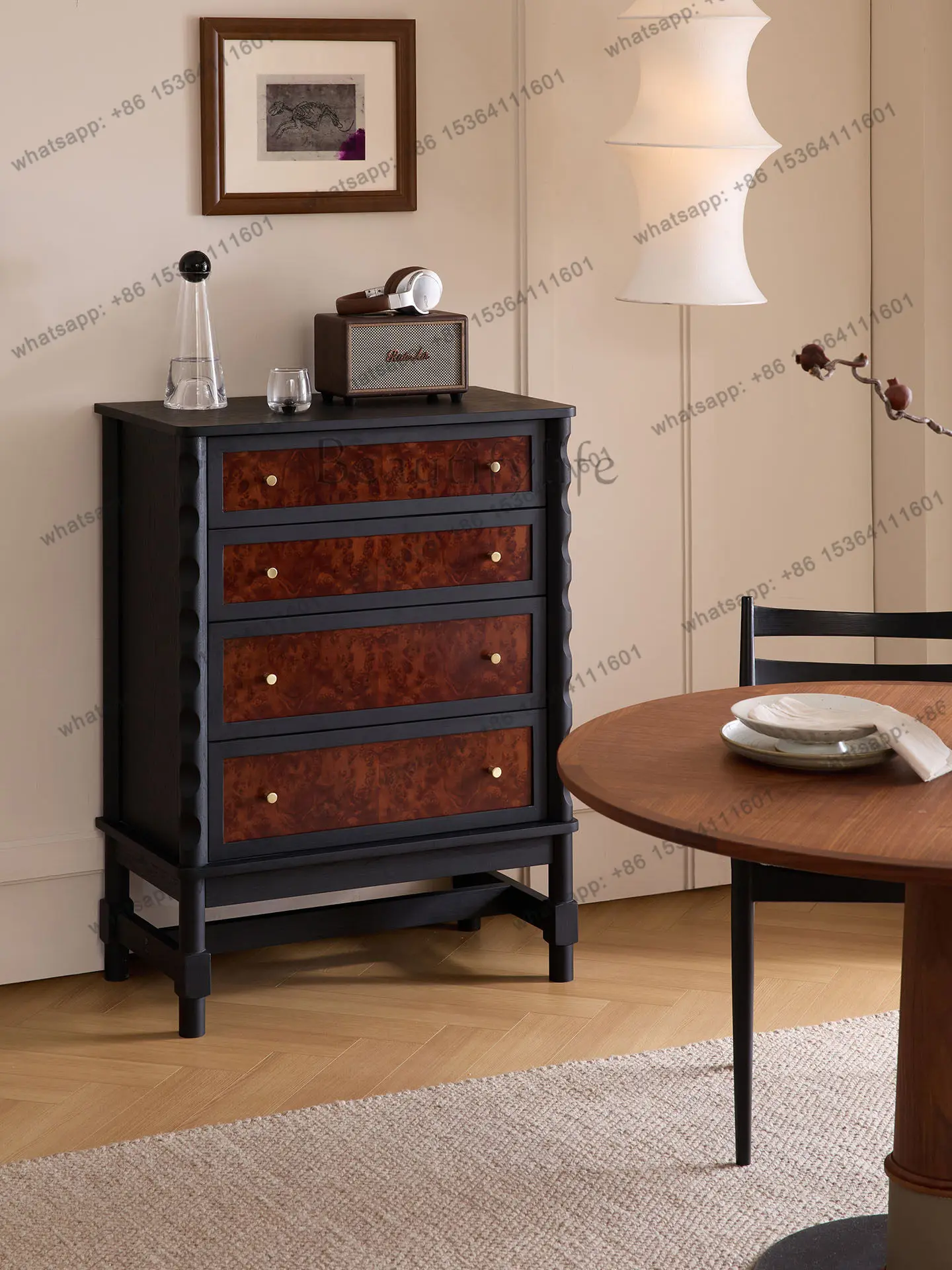 

Living room wall chest, retro bedroom solid wood drawer bedside cabinet