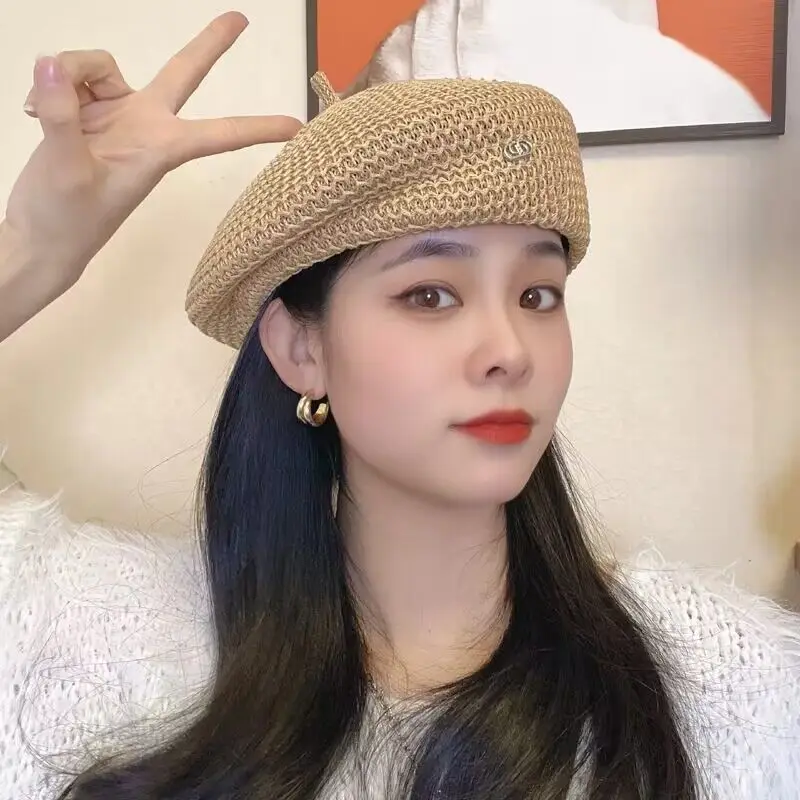 Y2K خمر قبعة موزع الصحف القبعات بلون تنفس ربيع الخريف قبعات كوريا الهيب هوب الشرير نمط الصيف ملحق الرسامين قبعة