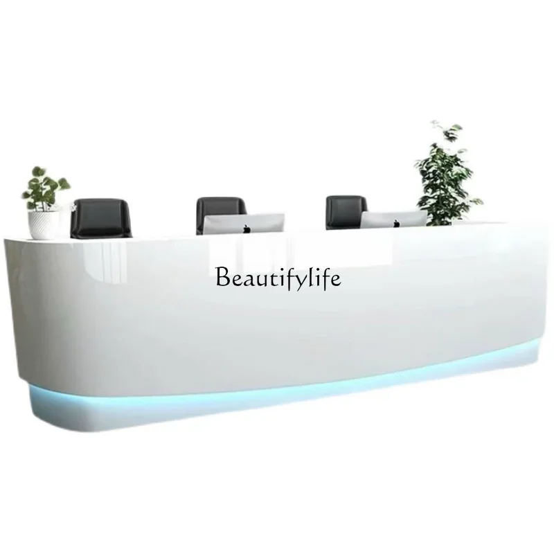 54-*Paint cashier front desk hotel curved welcome reception desk beauty salon clothing cabinet