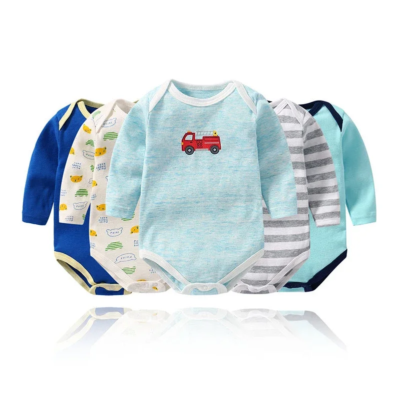 5 Pieces / Lot Colorful Baby Bodysuits 0M-24M Longsleeve Boy Girl Jumpsuit Infant Clothing Baby Rumper Children's Birthday Gift