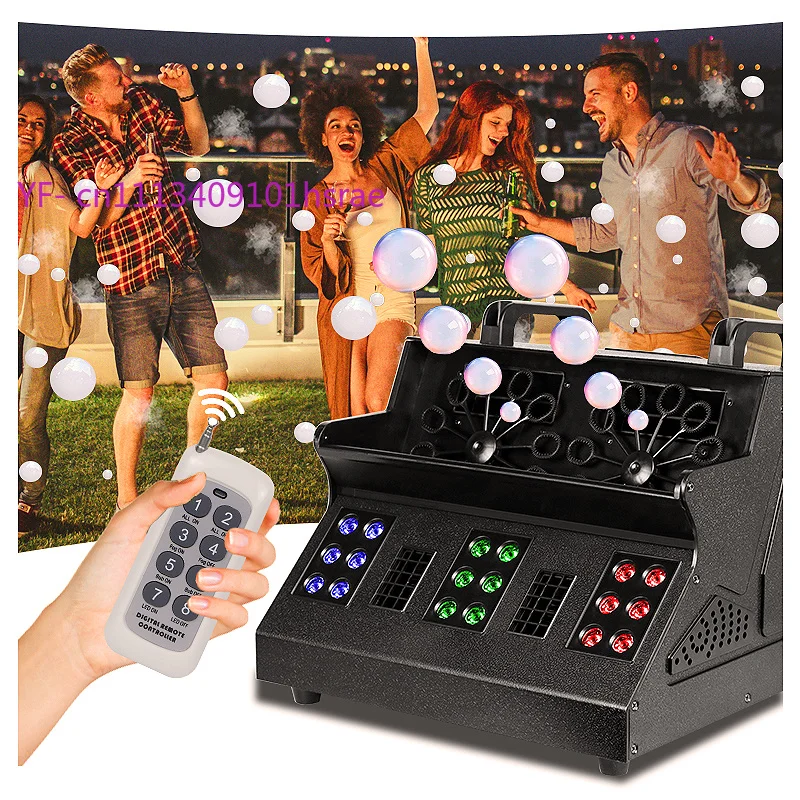 1500W Smoke Bubble Machine, 18Pcs 3W RGB Colorful LED Fog Bubble Machine for Wedding Party Celebration