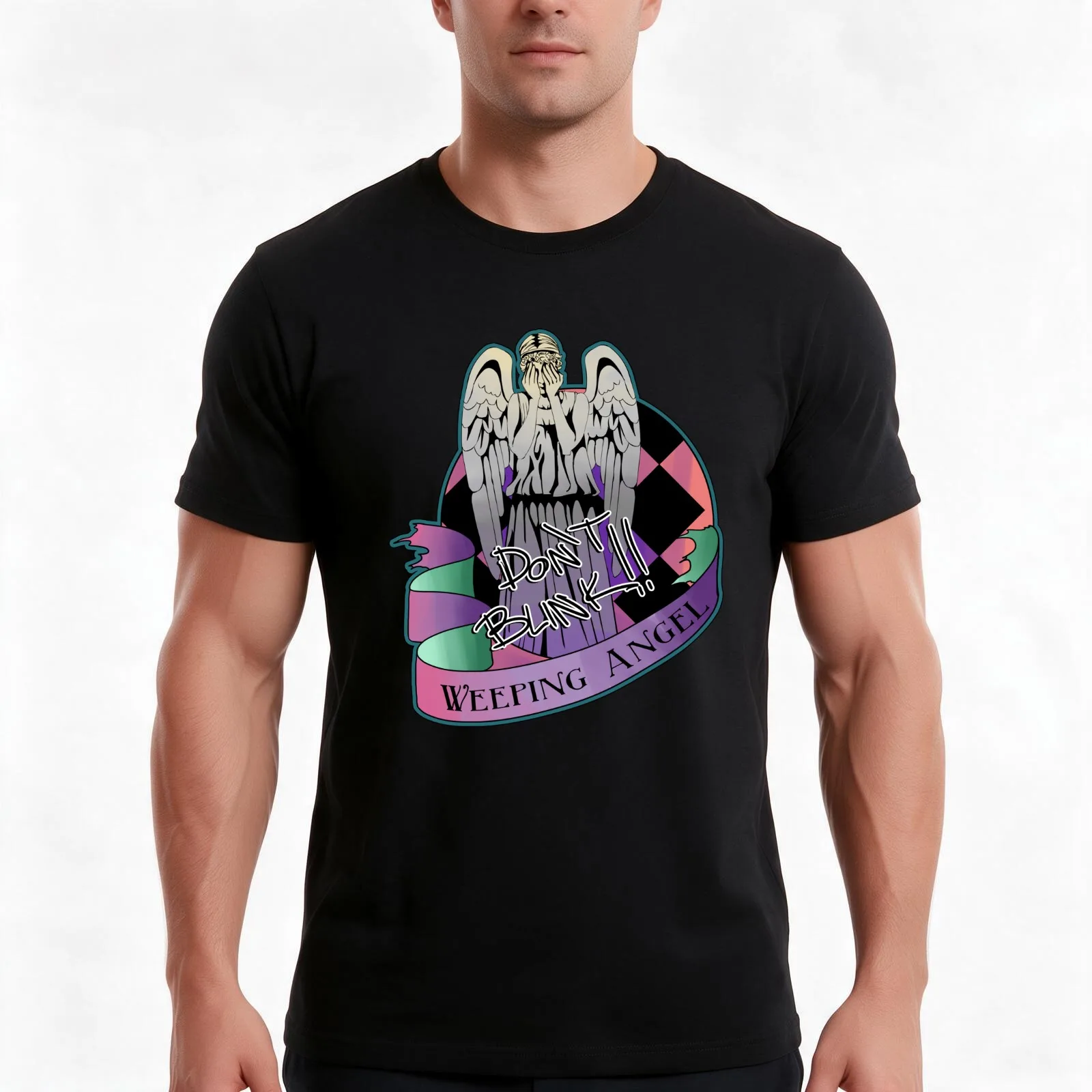 Weeping Angel T-Shirt, Summer Casual Cotton Tee, Oversized Streetwear Tops, Vintage Graphic Print, Loose Fit Short Sleeve