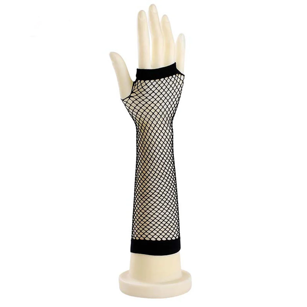 3Pair Fishnet Gloves Fingerless Retro 80's Costume Accessory for Halloween Party Performance Women Gloves Black Nylon