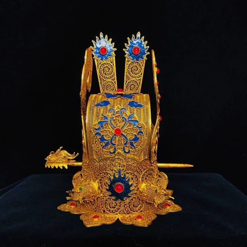 Old collection treasures, antiques, high relief carving, cloisonne craftsmanship, dragon crown inlay, intact without bumps