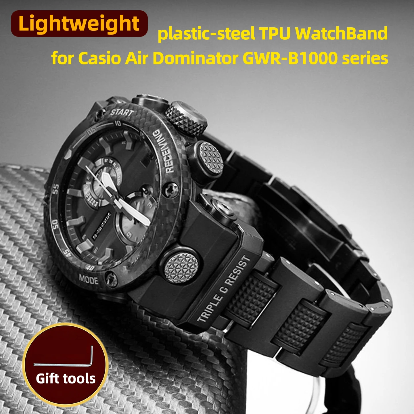 

Высококачественный легкий пластиково-стальной ремешок для часов Casio 5588 GWR-B1000, модифицированный ремешок из ТПУ, мужской ремешок, аксессуары для часов