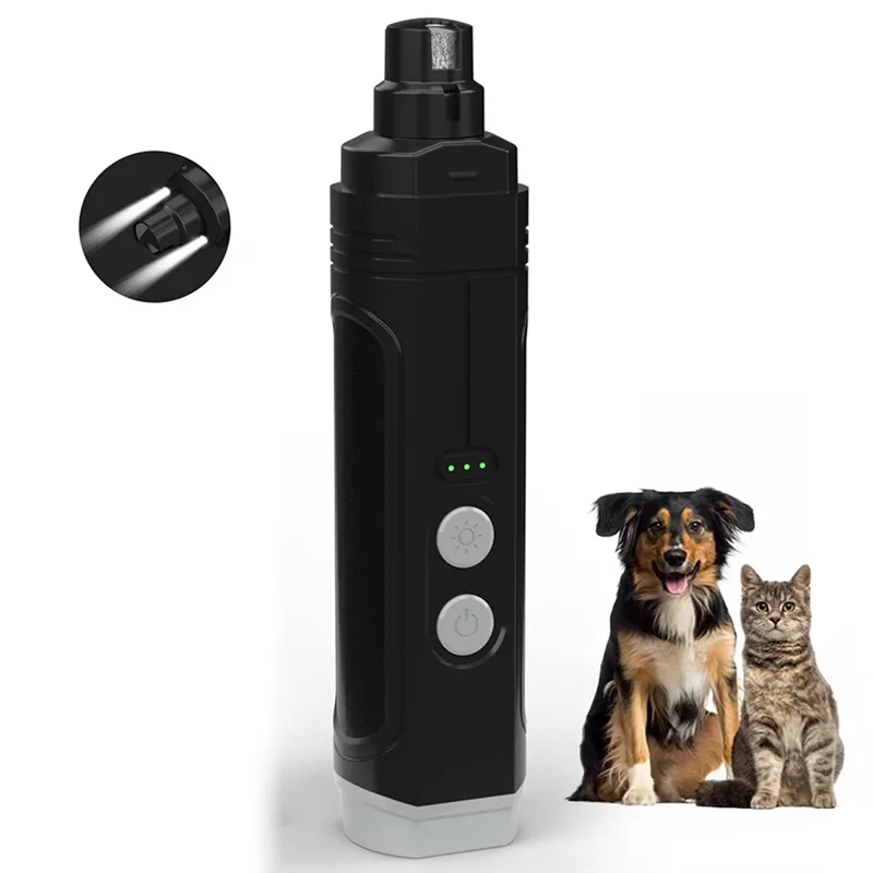 ABVJ-電動ペット爪切り充電式静音ライト付き猫の足爪グルーミングトリマーツール猫犬足グラインダー用