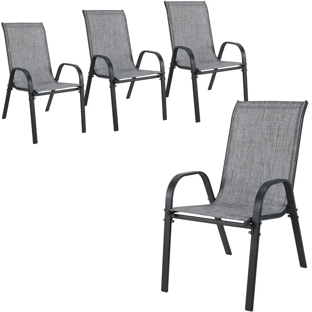 

4-piece Patio Dining Chair Set, Textilene Outdoor Stacking Chairs for Poolside, Backyard, Garden
