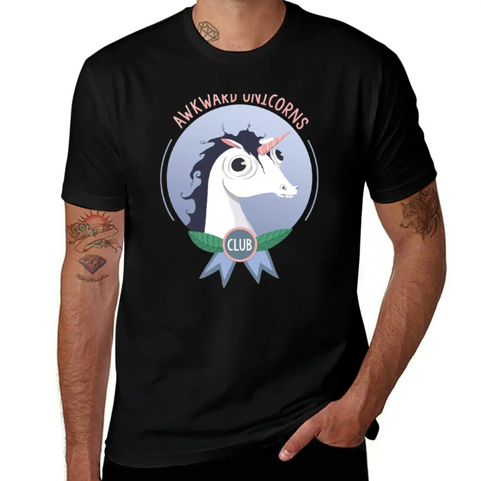 Awkward Unicorns Club T-Shirt Heavy Duty Casual Work Tee T-Shirt