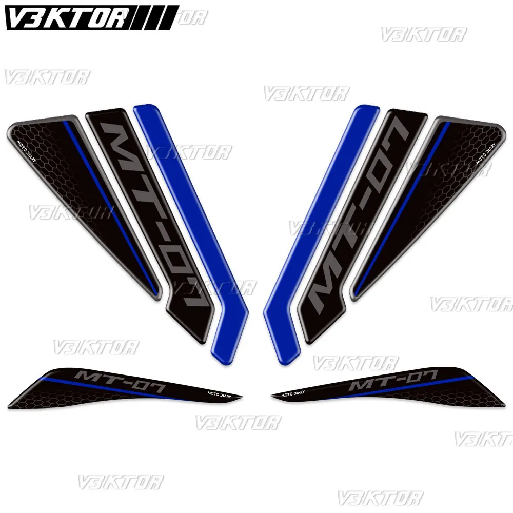 3D Resin Motorcycle Fuel Tank Protection Sticker Fairing Decals For MT07 MT-07 MT 07 2021-2024 2023 2022